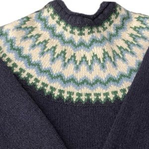 L.L.Bean Classic Navy Fair Isle Sweater - 100% Lambswool -women’s M